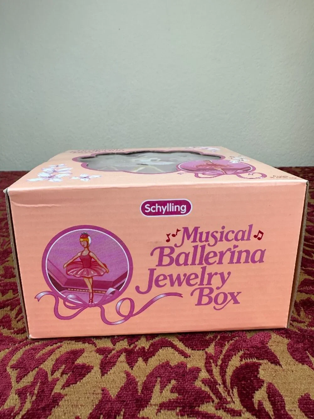 Y2k Schylling Musical Ballerina Jewelry Box Floral Octagon NIB